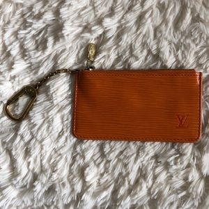 Louis Vuitton leather card and key holder - orange